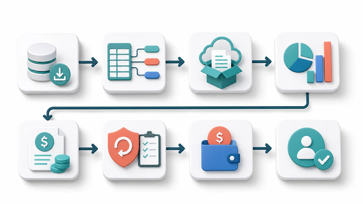 Affiliate record chain from invoice to commission and payout