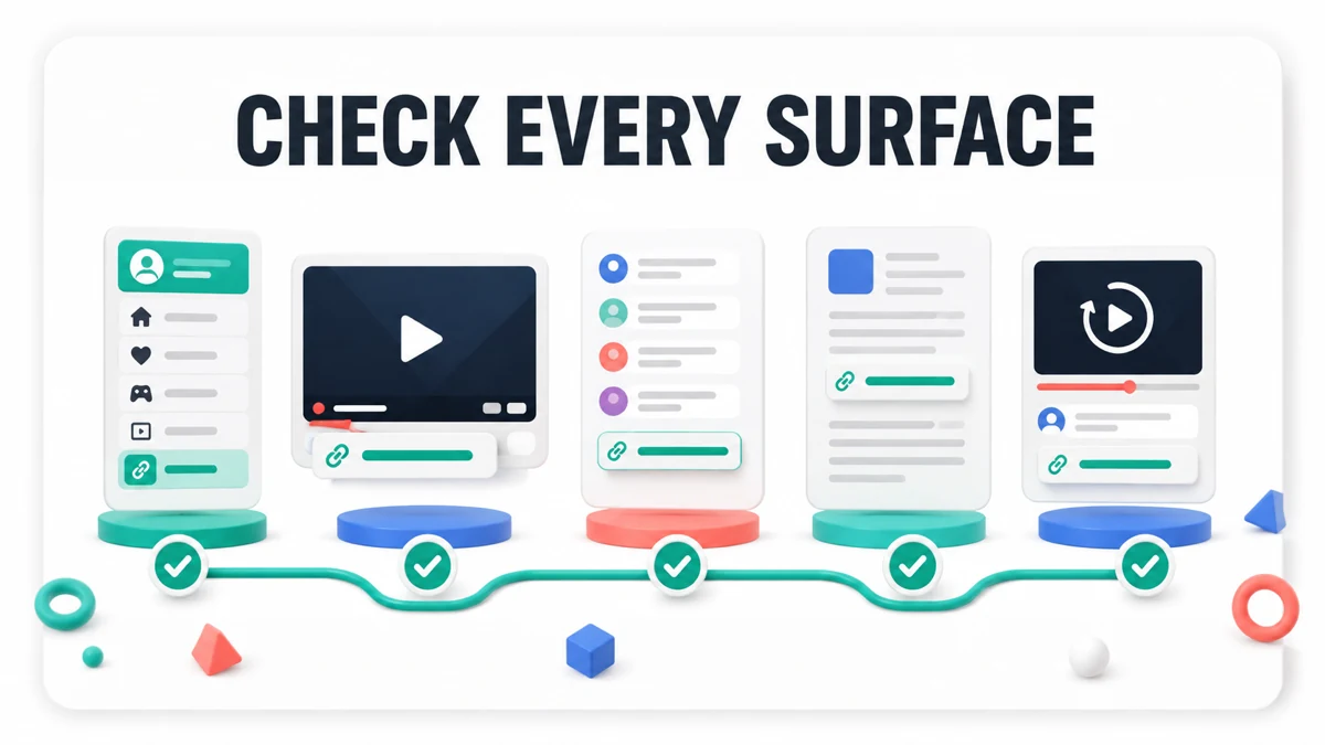 Checklist of live stream surfaces to test before publishing affiliate links