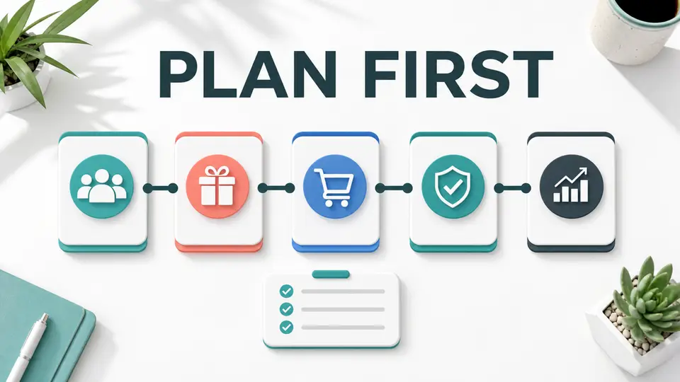 Affiliate email sequence planning card for audience, promise, offer, proof, and measurement