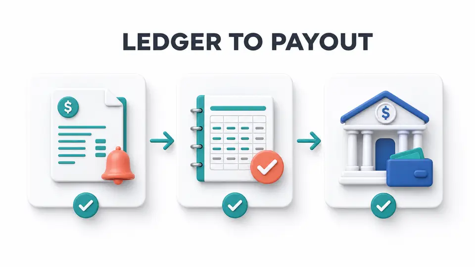 Affiliate commission reconciliation from customer invoice through commission ledger