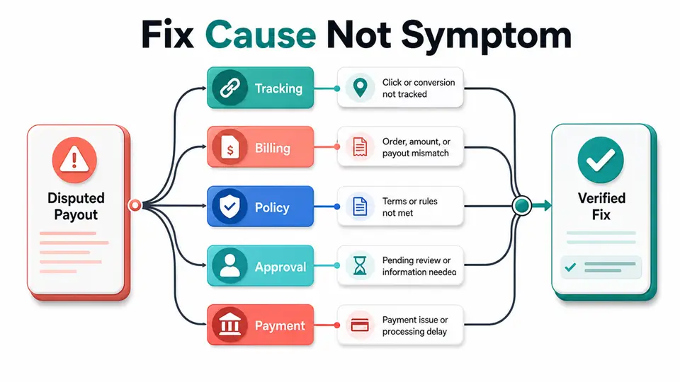 Affiliate payout dispute root cause analysis evidence chain for eight diagnostic causes