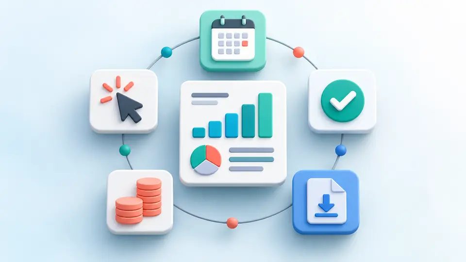 Publisher report audit dimensions for dates, clicks, status, currency, and exports