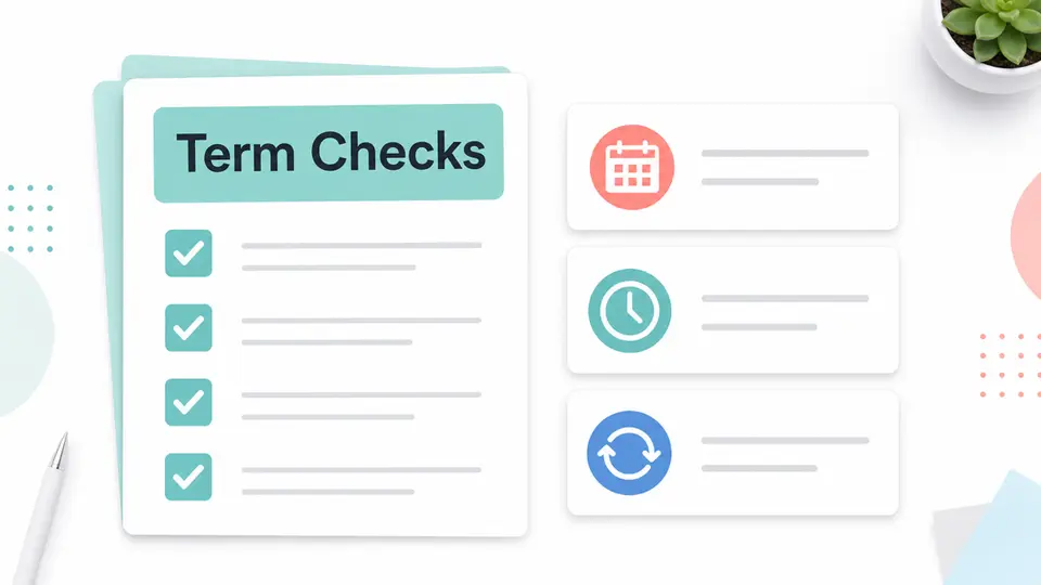 Term checks graphic for recurring affiliate program rules