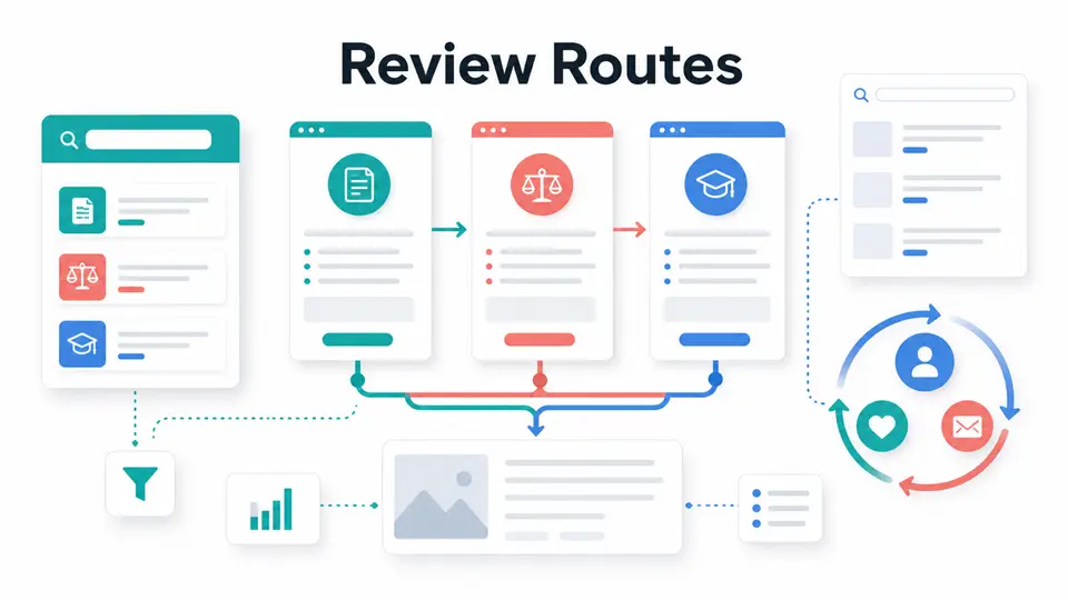 Review routes graphic for recurring affiliate program content paths
