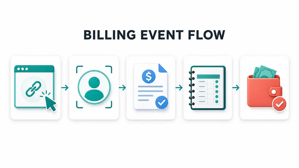 Subscription event flow for billing-native affiliate commissions