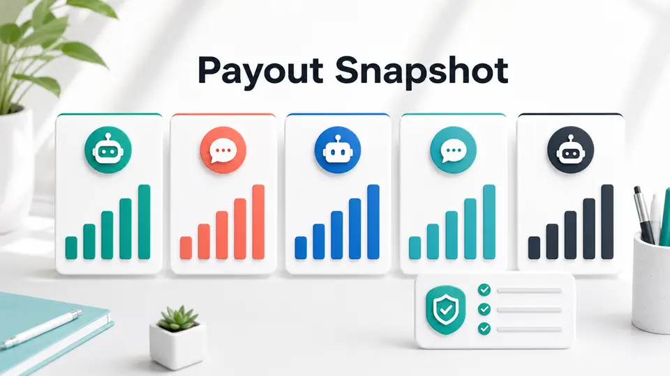 Payout snapshot graphic for chatbot affiliate programs 2026