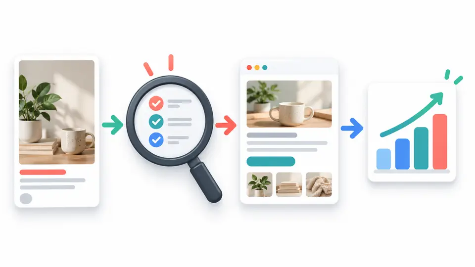 An older Pin moving through link review, destination check, and analytics review