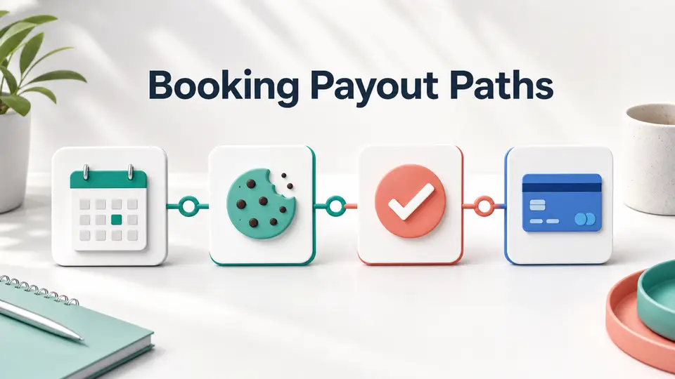 Booking payout paths for scheduling affiliate programs