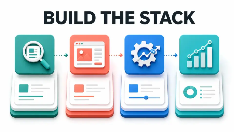 Niche site portfolio map from site build to audience capture