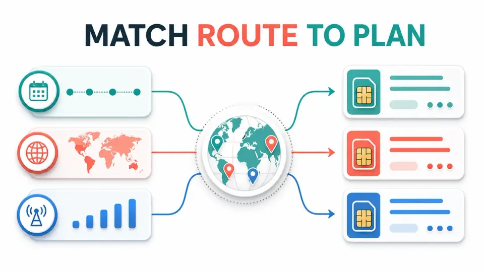 Digital nomad eSIM comparison by route, duration, device, and hotspot needs