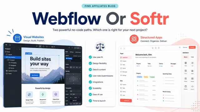 Webflow vs Softr Affiliate Program for Creator Fit