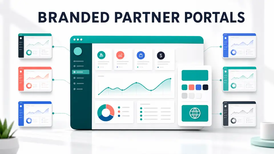 Six white label affiliate software options shown as a branded partner portal comparison